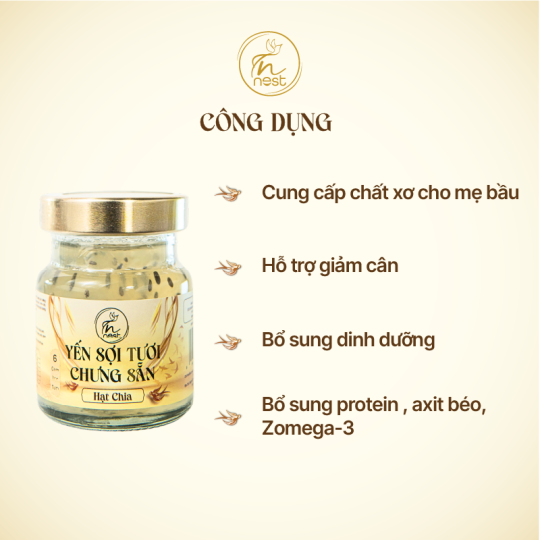 Yến Sợi Tươi Chưng Sẵn Hạt Chia